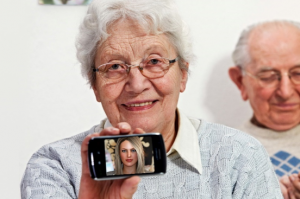 Elderly woman smartphone